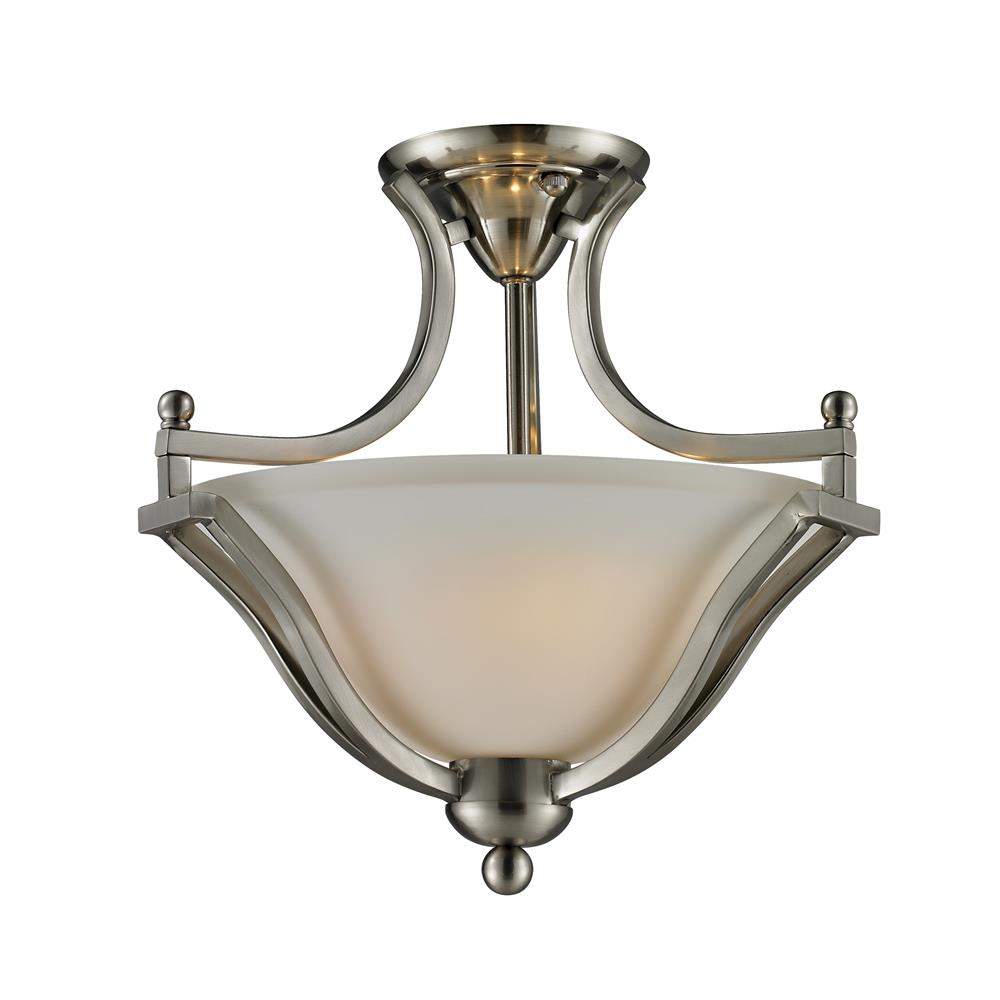 Z-Lite 704SF-BN 2 Light Semi-Flush Mount in Brushed Nickel with a Matte Opal Shade